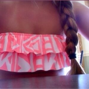 Roxy Swim Pink and white bikini top size large